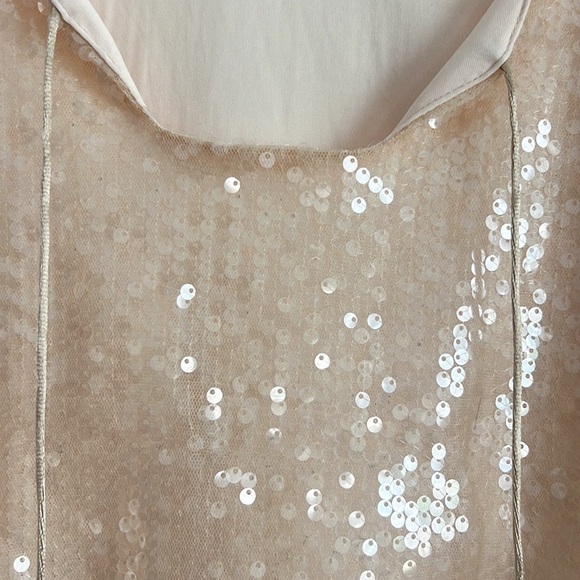 Elodie Sequin Tie Front Top Cropped Nude Tan NWOT - Picture 5 of 12